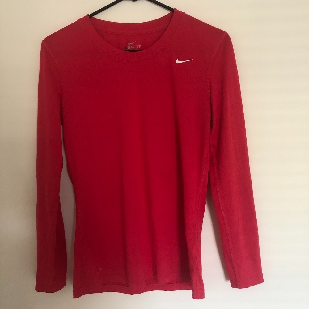 Nike Dri Fit Long Sleeve Shirt in Red - Picture 2 of 6
